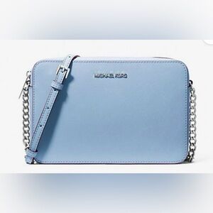 Michael Kors Saffiano Leather Crossbody in Sky blue